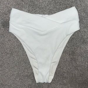 Aerie White High Cut Cheeky Crossover Bikini Bottom
